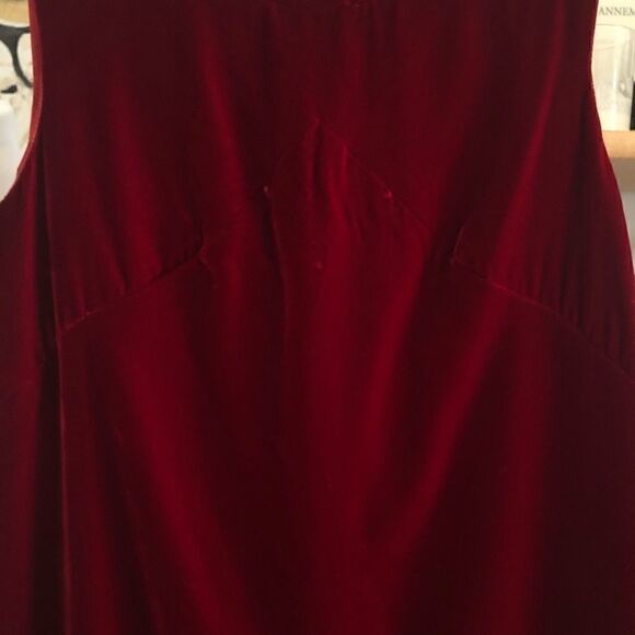 VINTAGE Red Velvet Sleeveless Shift Dress - Sz 8-10 WOW 🤩 - Picture 6 of 9